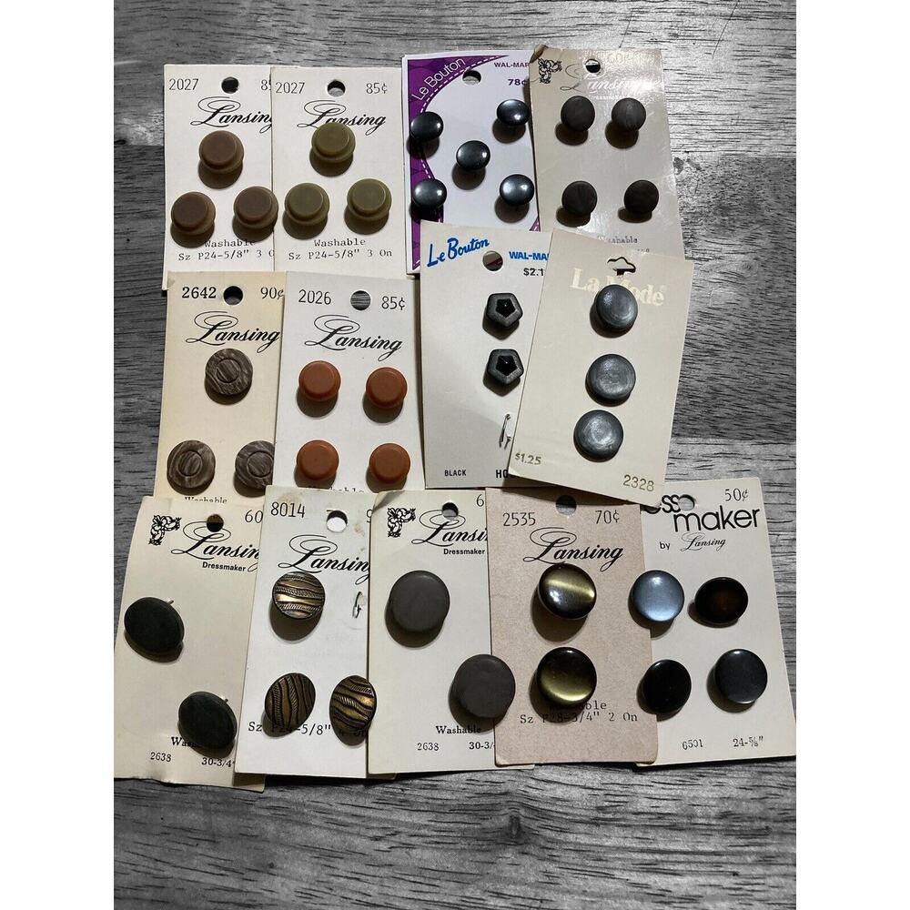 Vintage New Old Stock Slate Gray Brown Neutral Buttons Lansing For Top Blouses